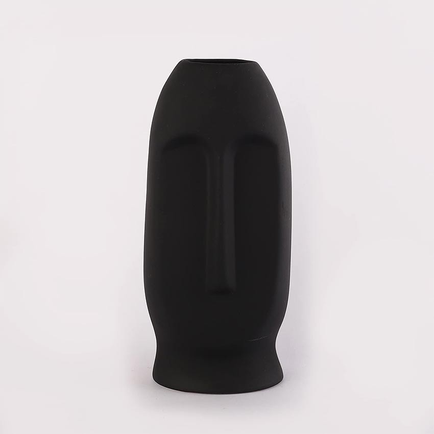 Elegant & Durable Face Design Ceramic Vase Without Flower | 5 x 4 x 11 inches