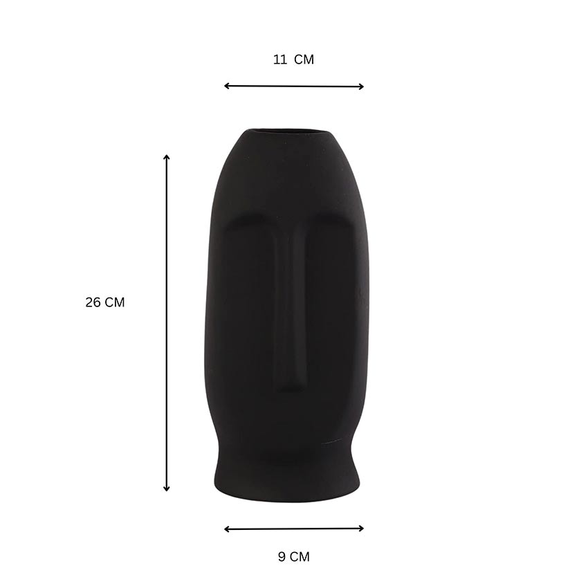 Elegant & Durable Face Design Ceramic Vase Without Flower | 5 x 4 x 11 inches