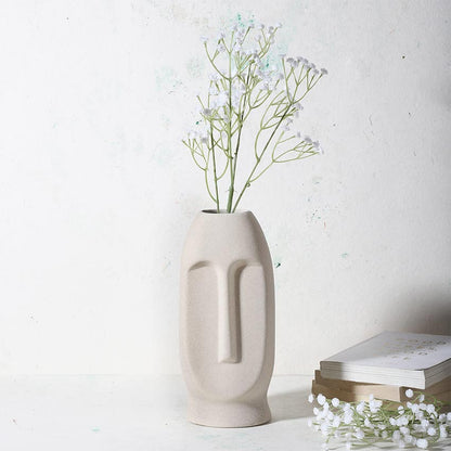 Elegant & Durable Face Design Ceramic Vase Without Flower | 5 x 4 x 11 inches