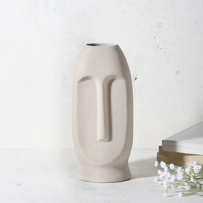 Elegant & Durable Face Design Ceramic Vase Without Flower | 5 x 4 x 11 inches
