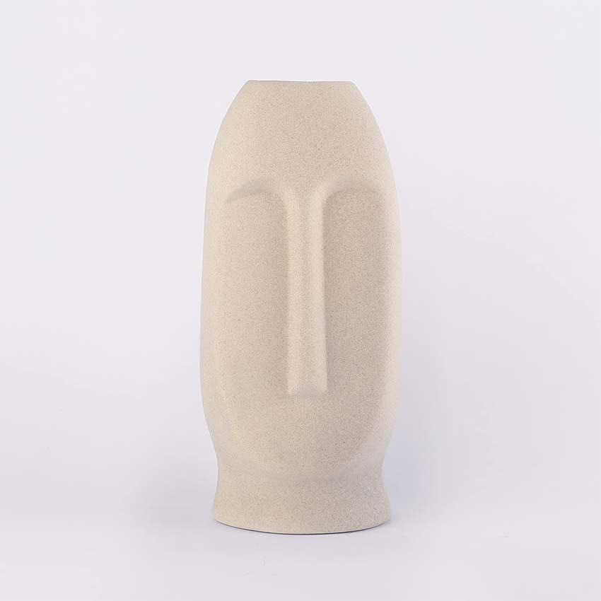 Elegant & Durable Face Design Ceramic Vase Without Flower | 5 x 4 x 11 inches