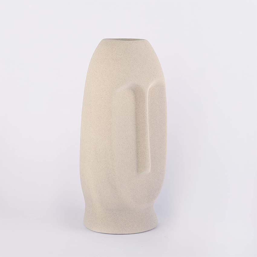 Elegant & Durable Face Design Ceramic Vase Without Flower | 5 x 4 x 11 inches