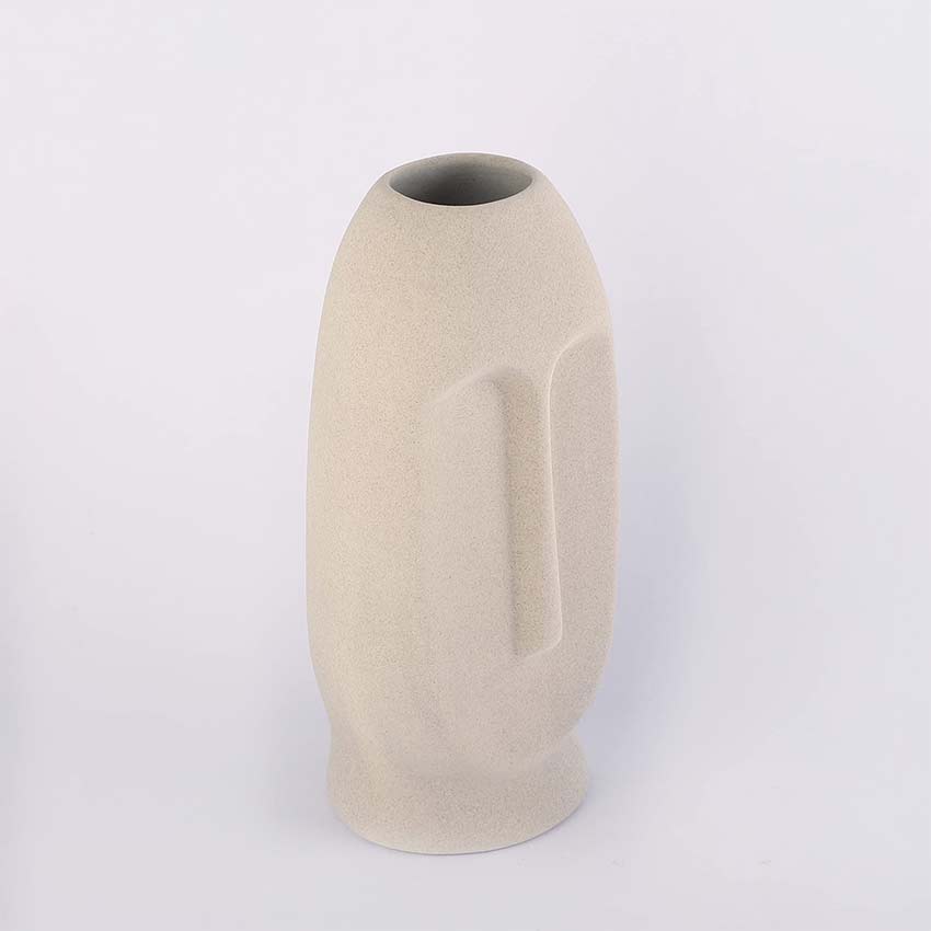 Elegant & Durable Face Design Ceramic Vase Without Flower | 5 x 4 x 11 inches
