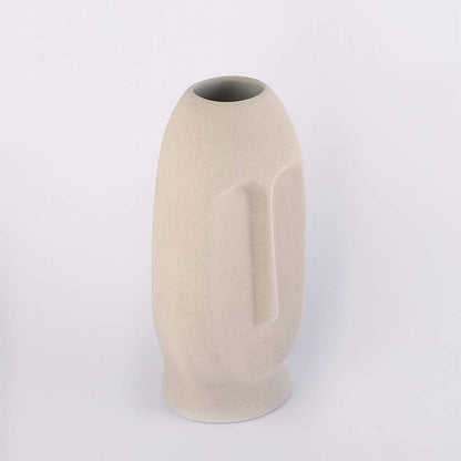 Elegant & Durable Face Design Ceramic Vase Without Flower | 5 x 4 x 11 inches