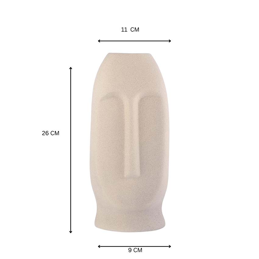 Elegant & Durable Face Design Ceramic Vase Without Flower | 5 x 4 x 11 inches