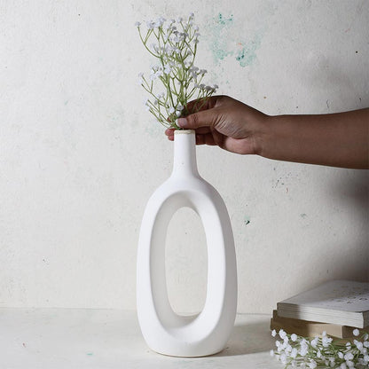 Elegant & Durable Hollow Design Ceramic Vase Without Flower | 6 x 5 x 13 inches