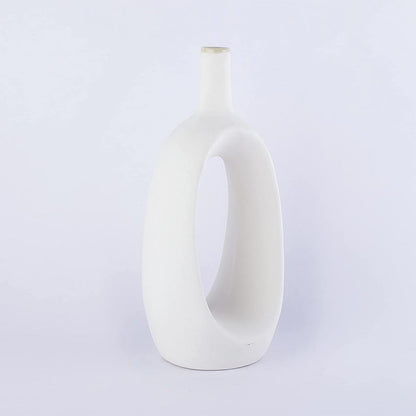 Elegant & Durable Hollow Design Ceramic Vase Without Flower | 6 x 5 x 13 inches