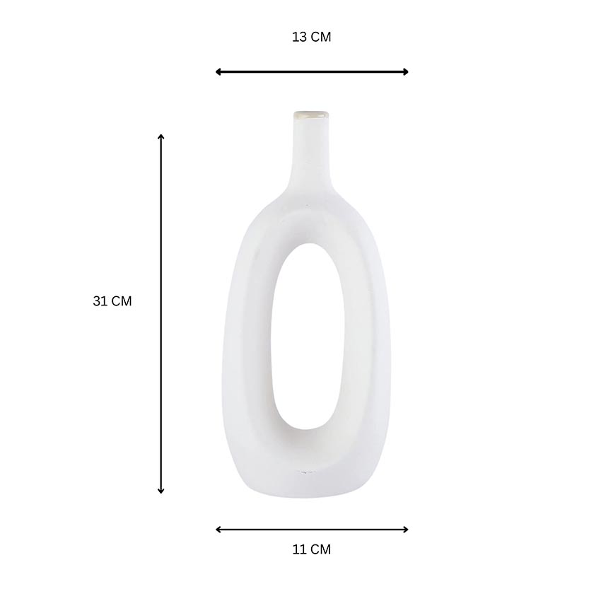 Elegant & Durable Hollow Design Ceramic Vase Without Flower | 6 x 5 x 13 inches