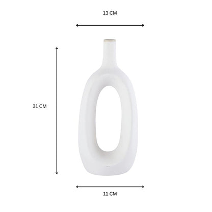 Elegant & Durable Hollow Design Ceramic Vase Without Flower | 6 x 5 x 13 inches