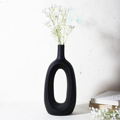 Black Hollow Design Ceramic Vase