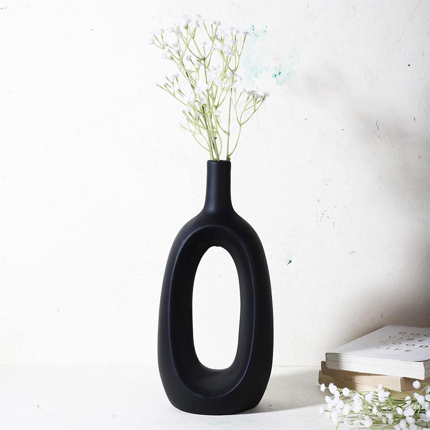 Elegant & Durable Hollow Design Ceramic Vase Without Flower | 6 x 5 x 13 inches