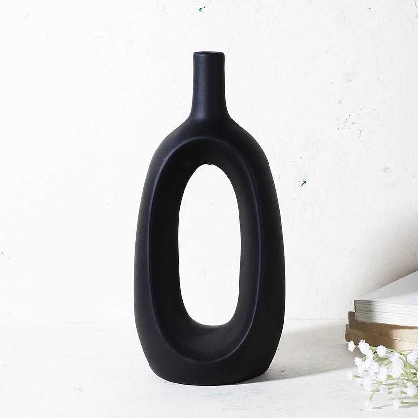 Elegant & Durable Hollow Design Ceramic Vase Without Flower | 6 x 5 x 13 inches