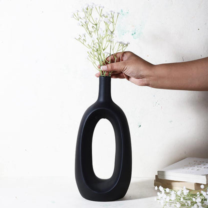 Elegant & Durable Hollow Design Ceramic Vase Without Flower | 6 x 5 x 13 inches
