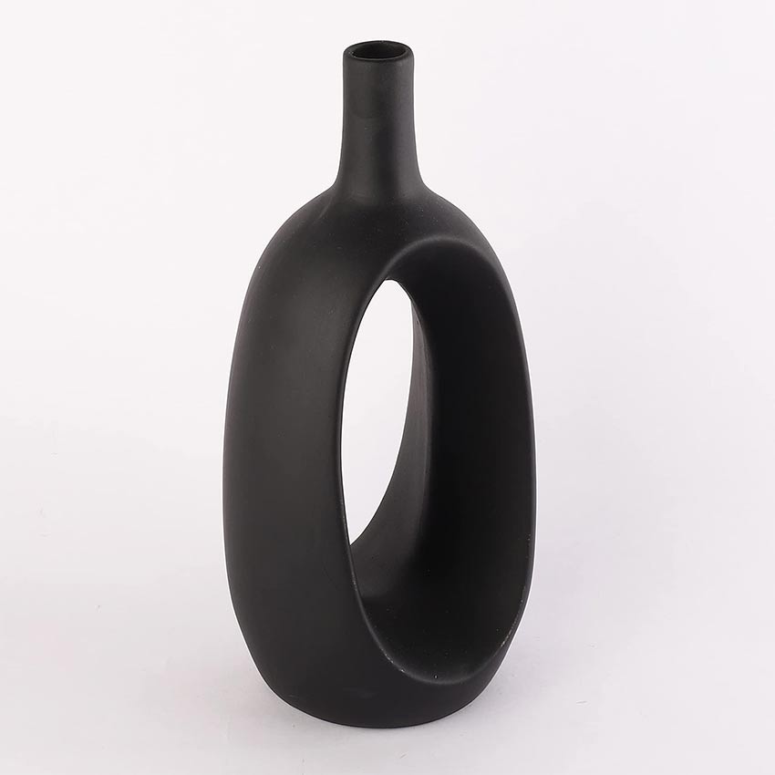 Elegant & Durable Hollow Design Ceramic Vase Without Flower | 6 x 5 x 13 inches