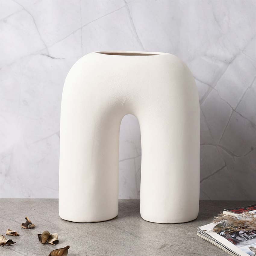Elegant & Durable Contemporary Design Ceramic Vase Without Flower | 9 x 4 x 10 inches