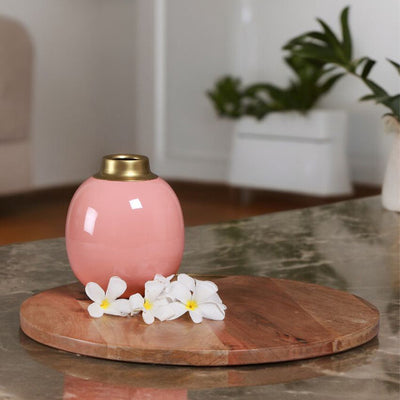 Mayur Pink Enamel Vase | 6 Inches