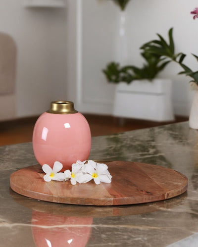 Mayur Pink Enamel Vase | 6 Inches