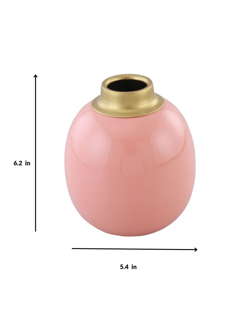 Mayur Pink Enamel Vase | 6 Inches