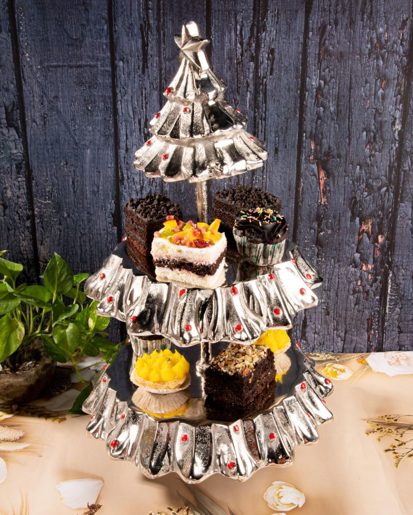 Charming Merry Fir Two Tiered Cake Stand | 14 x 24 inches