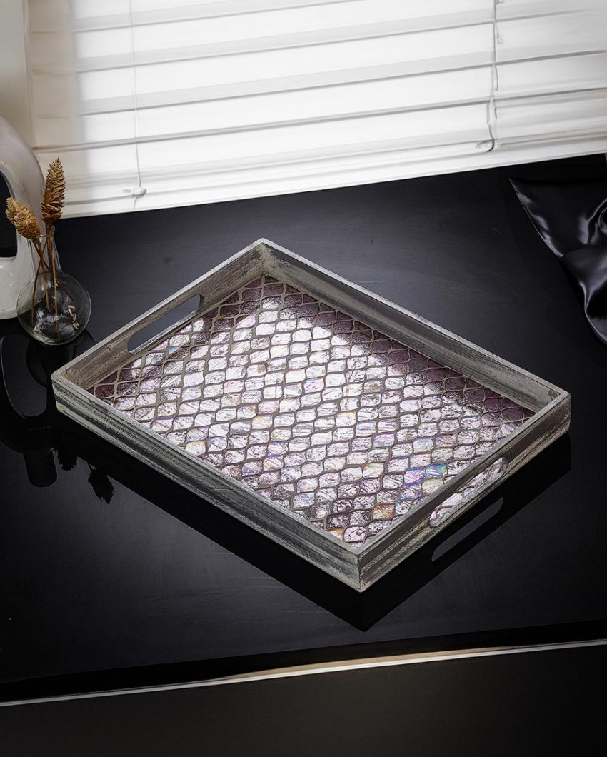 Stylish Pink Mosaic Serving Tray | 14 x 10 x 2 inches