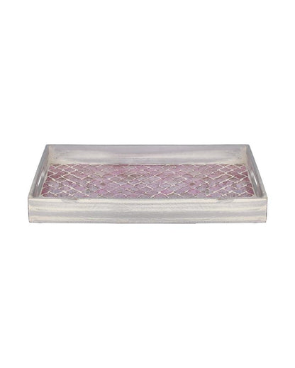 Stylish Pink Mosaic Serving Tray | 14 x 10 x 2 inches