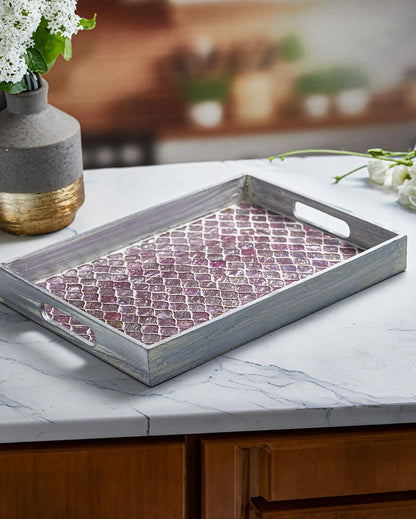 Stylish Pink Mosaic Serving Tray | 14 x 10 x 2 inches