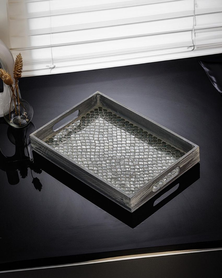 Vibrant Pale Green Mosaic Serving Tray | 12 x 8 x 2 inches