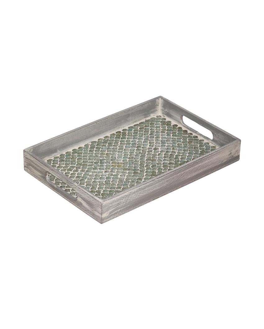 Vibrant Pale Green Mosaic Serving Tray | 12 x 8 x 2 inches