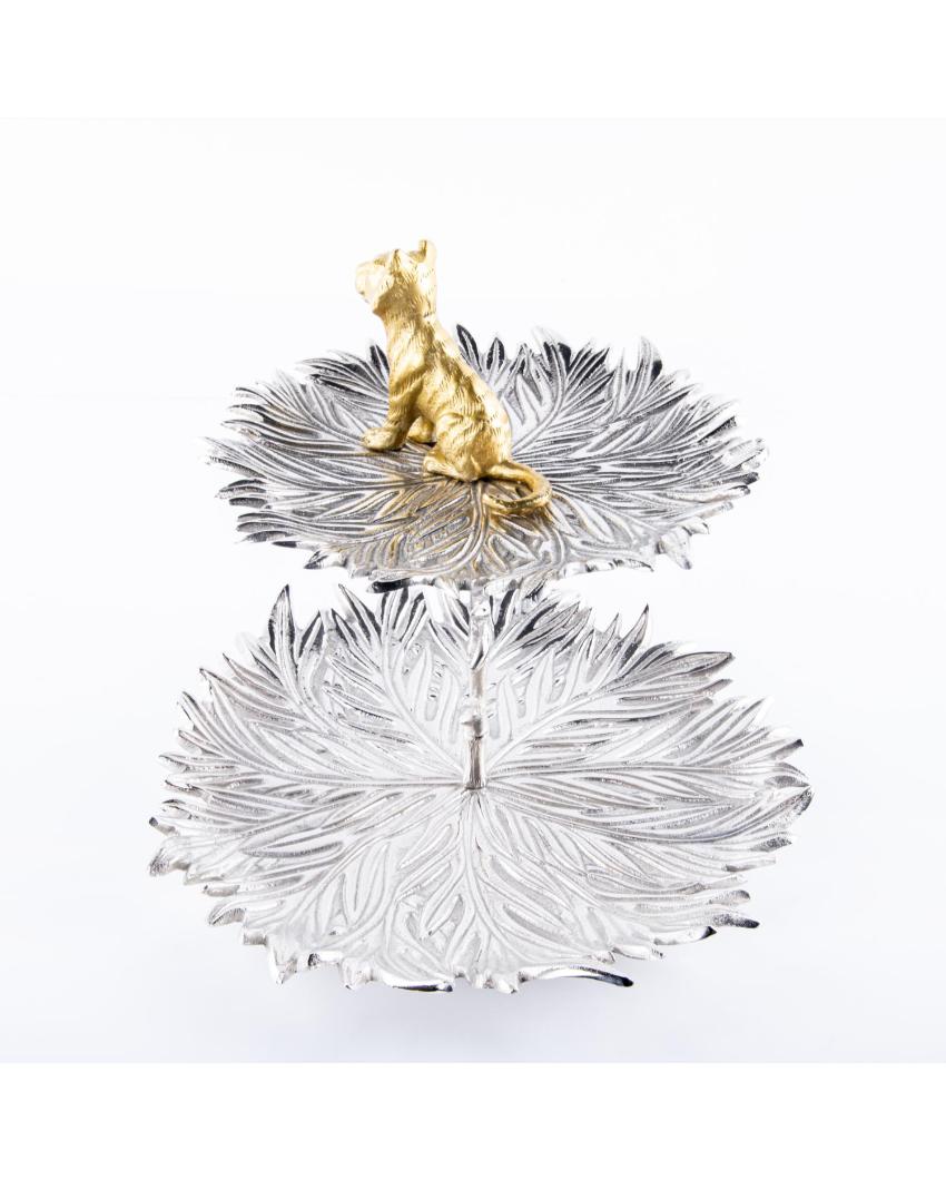 Opulent Roar & Leaf Two Tiered Cake Platter | 14 x 13 inches