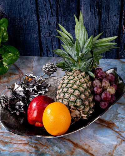 Stylish Pine leaf Elegance Fruit Platter | 16 x 10 x 5 inches