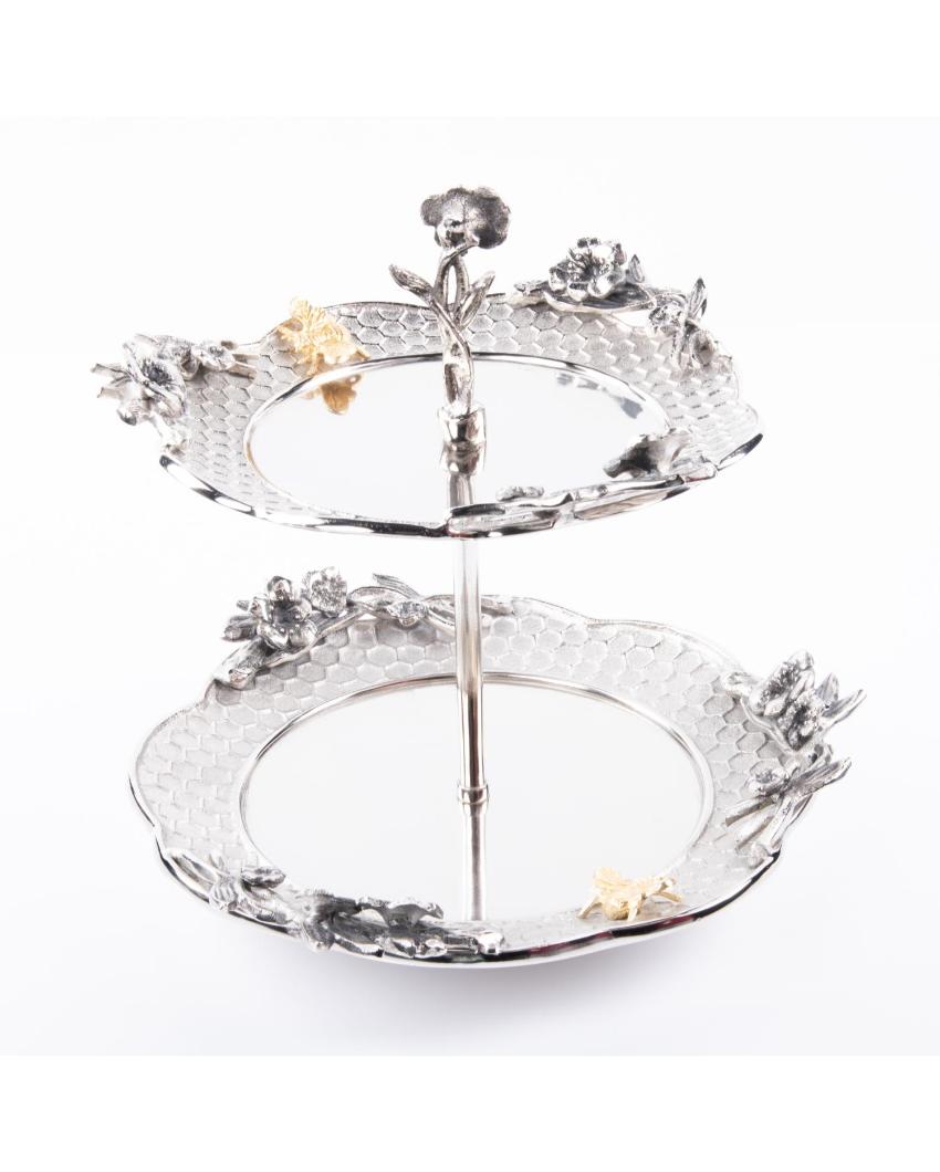 Elegant Floral charm Two Tiered Cake Stand | 14 x 12 inches