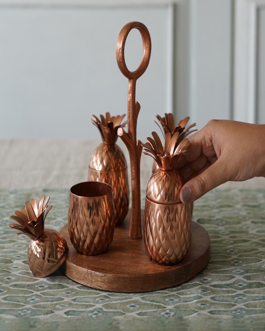 Copper Finish Pineapple Decorative Mukhwas Supari Set | 70 ml | 7 x 7 inches
