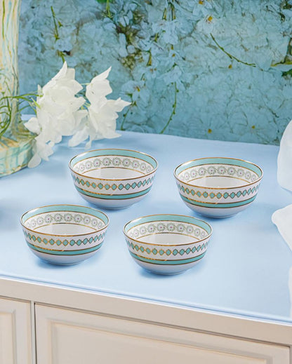 Charming Seaside Bloom 24k Gold Plated Bowls | Set of 4 | 4 x 2 inches