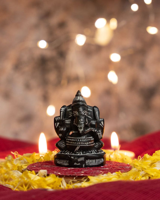 Authentic Stone Carving Handmade Lord Ganesha Idol