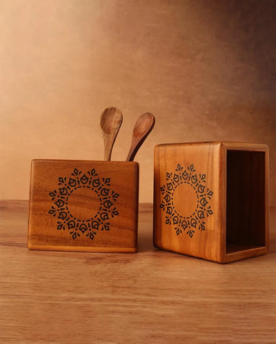 Windmill Compact Teak Wood Spoon Holder | Single