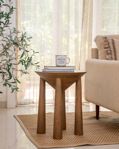 Stylish Forcella Brown Wooden Side Table | 18 x 21 inches