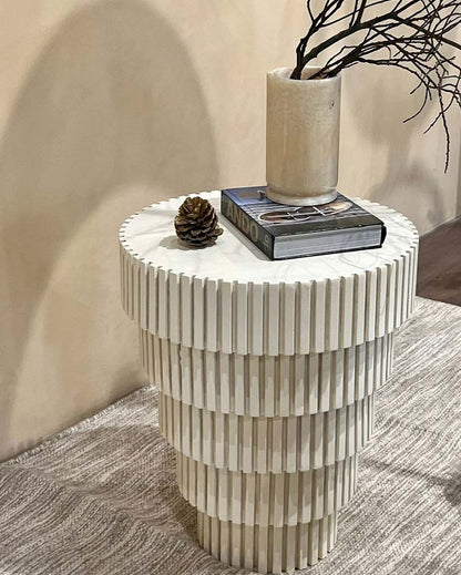 Refined Pisa Off White Wooden Side Table | 17 x 20 inches