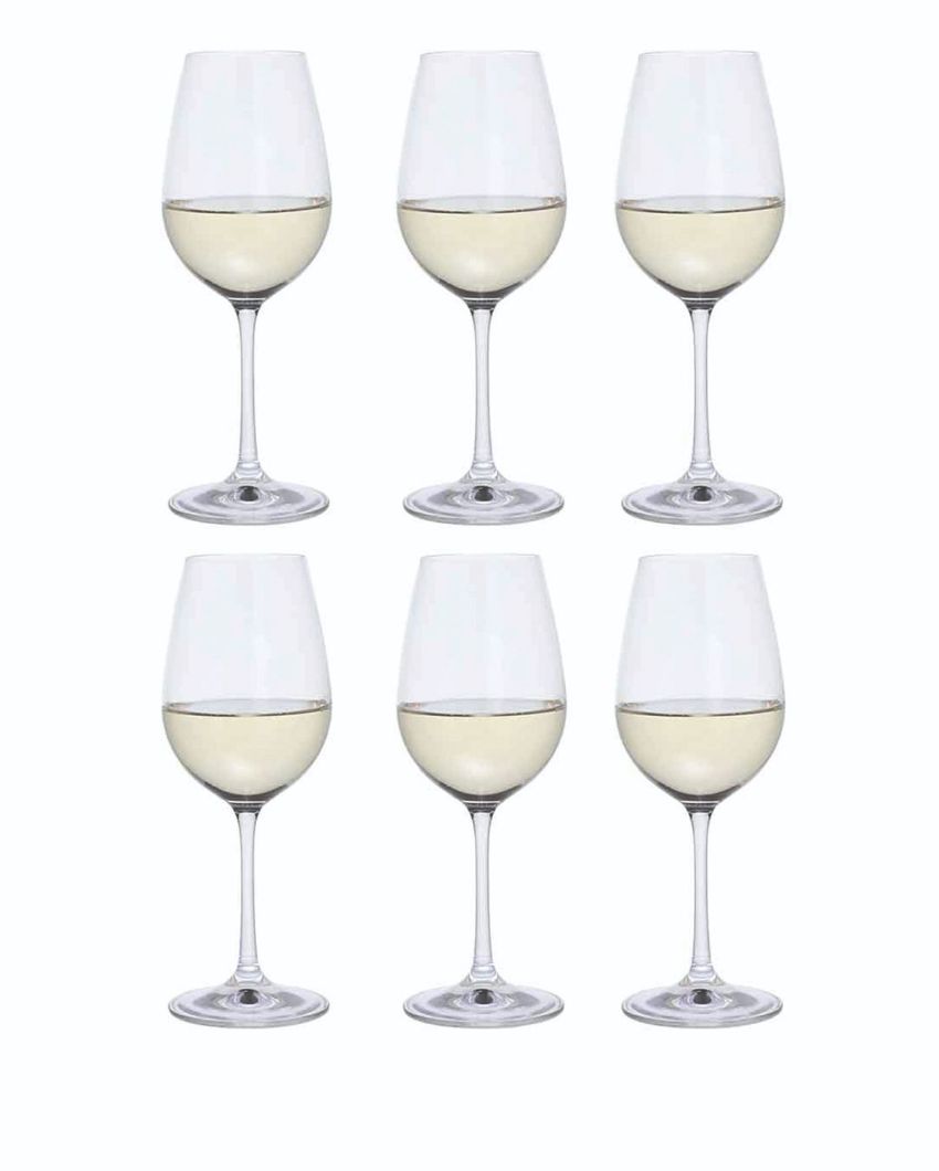 Premium Crystal Wine Glasses | 4 x 9 inches | Set of 6 | 350ml