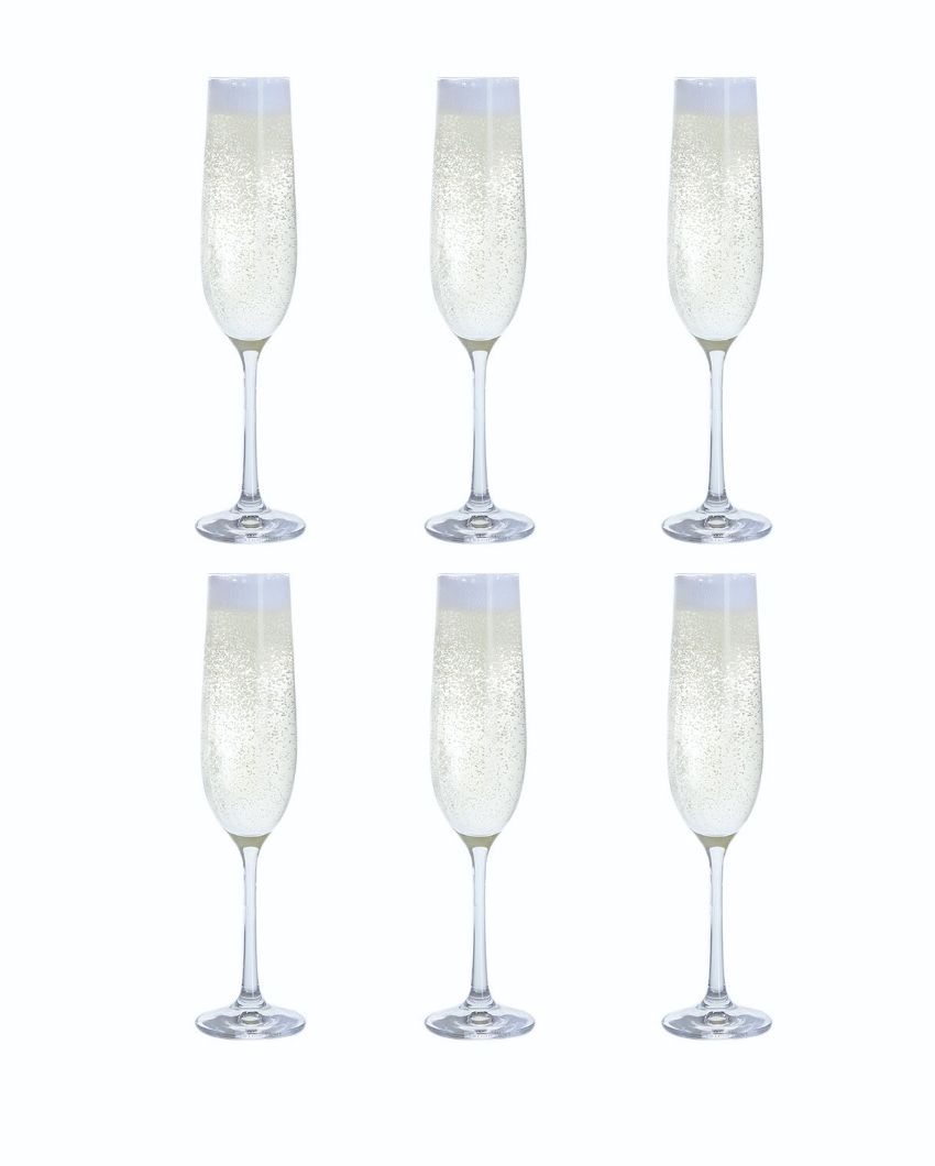 Elegant Crystal Flute Champagne Glasses | 2 x 9 inches | Set of 6 | 190ml