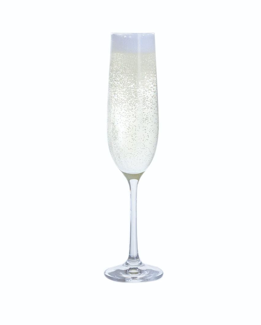 Elegant Crystal Flute Champagne Glasses | 2 x 9 inches | Set of 6 | 190ml