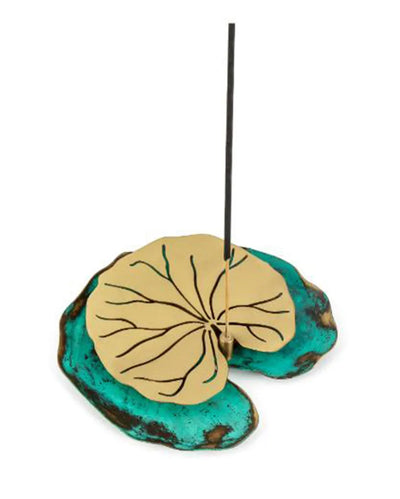 Lotus Leaf Brass Incense Stick Holder