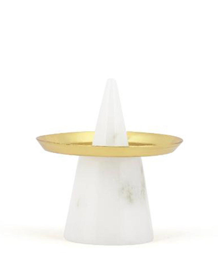 White Pyramid Marble Incense Stick Holder Large (3 inches)