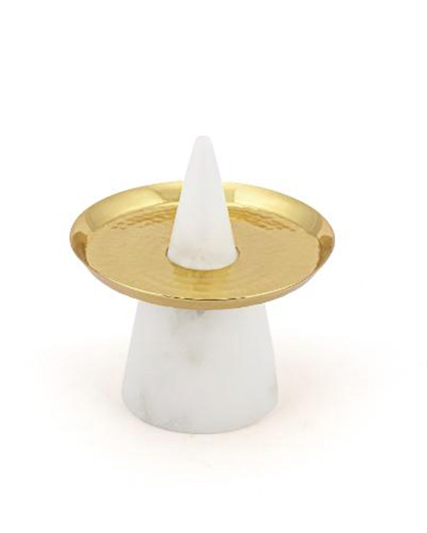 White Pyramid Marble Incense Stick Holder Large (3 inches)