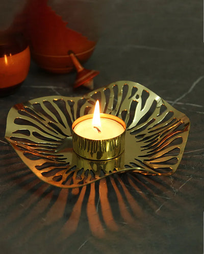 Gold Folium Brass Tea-Light Stand