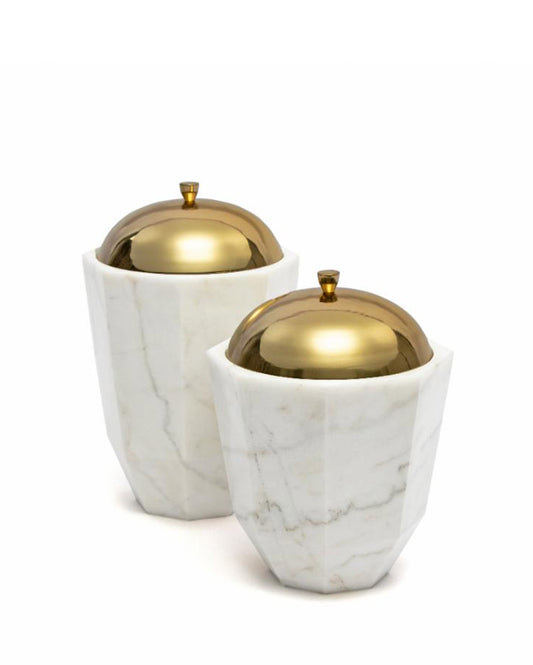 Facet Canisters | Marble | Set Of 2
