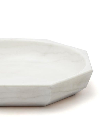 White Marble Facet Platter