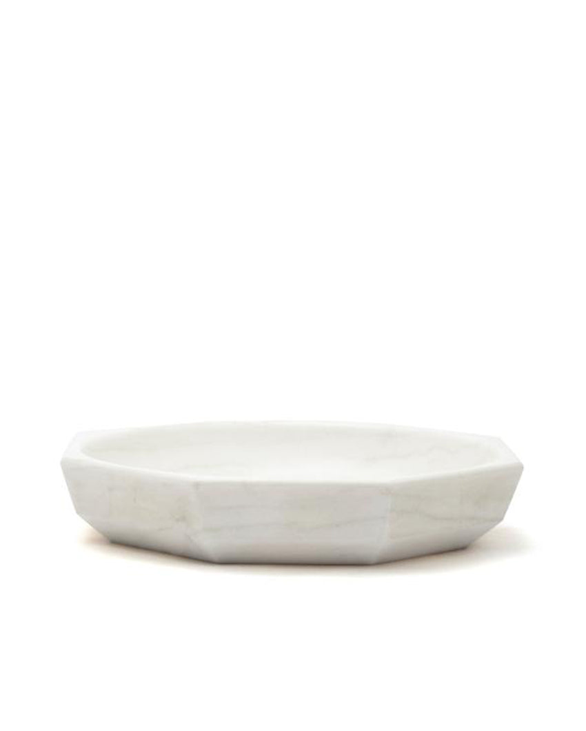 Facet Marble Bowl Canister with Platter Set
