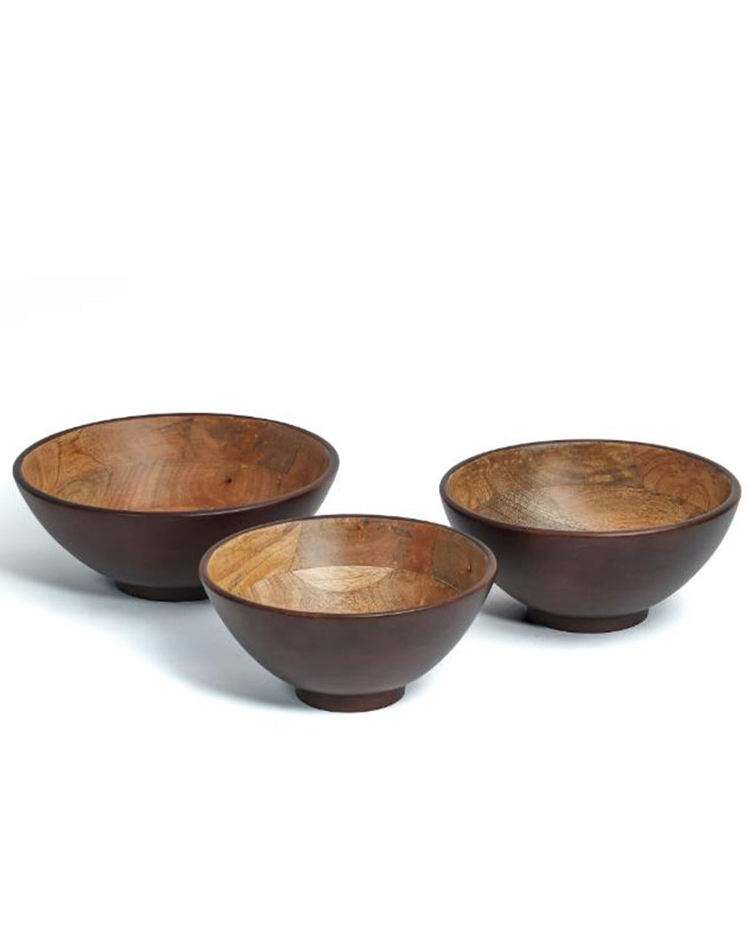 Indie Cone Wooden Bowls | Set of 3