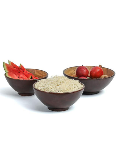 Indie Cone Wooden Bowls | Set of 3