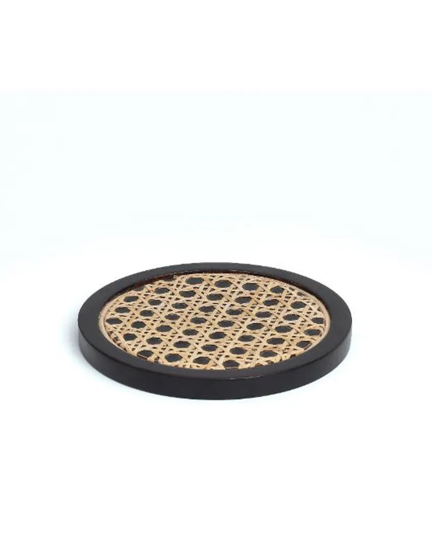 Walnut Disc Rosemary Wicker Trivet Dark Brown